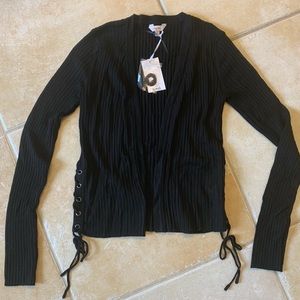 Black side tie cardigan